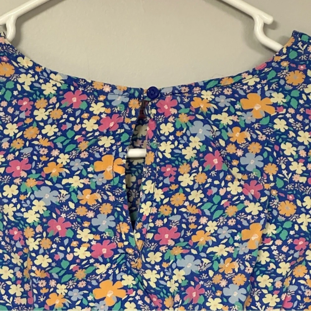 OshKosh B'gosh Girls Blue Floral Sundress Knee Length Spring Casual, 10